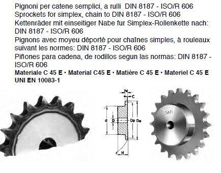 Dente per catena standard di tipo C di SATI, denti per catena industriali